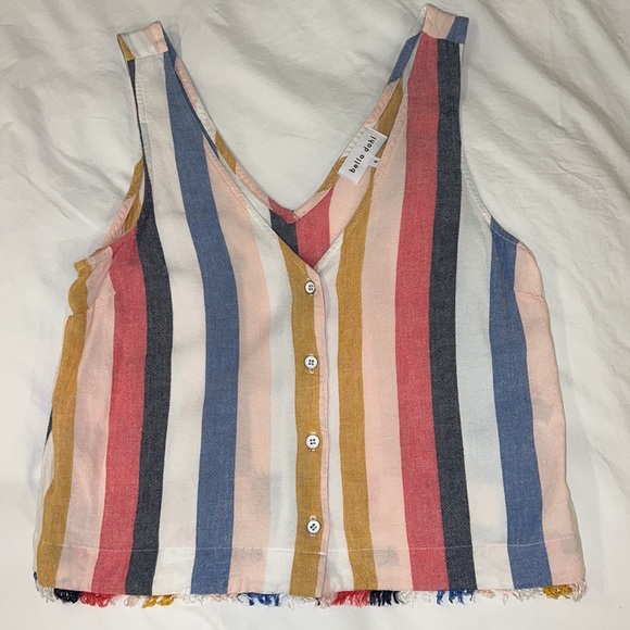 Bella Dahl Striped Button Tank - Picture 1 of 6